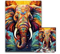 Colorful Art Elephant 1000 Pieces Puzzle Gifts Jigsaw Puzzles for Adults Family Activity, DIY Home Decor, 26X38CM/10.23x14.96inch