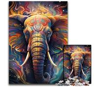 Colorful Art Elephant 1000Pc Adults Jigsaw Puzzle cardboard Jigsaw Puzzles for Adults Educational Brain Teaser, Artistic Home & Office Decor, 14+ Age 26X38CM/10.23x14.96inch