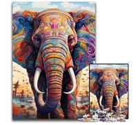 Colorful Art Elephant 1000Pc Adults Jigsaw Puzzle Jigsaw Puzzles Relaxing Entertainment, Home Decor 26X38CM/10.23x14.96inch