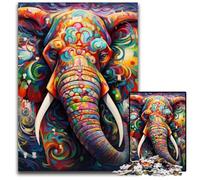 Colorful Art Elephant 1000Pc Adults Jigsaw Puzzle Wooden Jigsaw Perfect Home Or Office Decor, Ideal 50x75CM/19.68x29.52inch