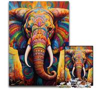 Colorful Art Elephant Jigsaw Puzzles for Adults, 1000 Piece cardboard Jigsaw Puzzles for Adults Challenging Brain Teaser for Teenagers, Family Game Night Fun 26X38CM/10.23x14.96inch