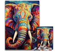 Colorful Art Elephant JigsawPuzzle 1000 Pieces for Adults cardboard Jigsaw Puzzles for Adults Ideal DIY Decor & Brain Teaser Gift 26X38CM/10.23x14.96inch