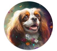 Colorful Art English Cocker Spaniel Jigsaws 1000 Pieces for Adults 1000 Pieces Round Puzzles for Adults Perfect for Home & Office Decor, Parties, Birthdays 67.5x67.5cm