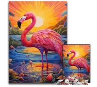 Colorful Art Flamingo 1000 Pieces Puzzle Gifts Impossible Jigsaw Puzzles for Adults Challenging Brain Teaser for Teenagers, Family Fun Interactive Game 26X38CM/10.23x14.96inch