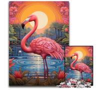 Colorful Art Flamingo 1000 Pieces Puzzle Gifts Impossible Jigsaw Puzzles for Adults Challenging Brain Teaser for Teenagers, Family Fun Interactive Game 50x75CM/19.68x29.52inch