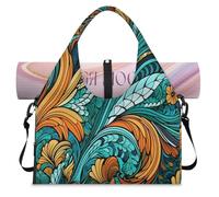 Colorful Art Flower Sports Duffle Bag with Shoe Compartment Weekend Overnight Bags Tote Cabin Luggage Bag for Gym Yoga Travel