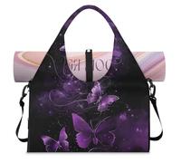 Colorful Art Flowers Butterflies Sports Duffle Bag with Shoe Compartment Weekend Overnight Bags Tote Cabin Luggage Bag for Gym Yoga Travel