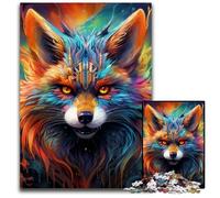 Colorful Art Fox 1000 Pieces Puzzle Gifts Impossible Jigsaw Puzzles for Adults Challenging Brain Teaser for Teenagers, Family Fun Interactive Game 26X38CM/10.23x14.96inch