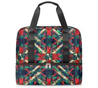 Colorful Art Geometry Sports Duffle Bag for Women Men Kirls Boys Girls 21 L Weekend Overnight Bags Wet Seperated Tote Bag for Travel Gym Yoga