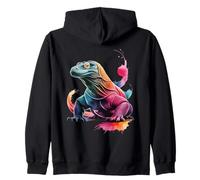 Colorful Art Graphic Komodo Dragon Poster Style Paint Zip Hoodie
