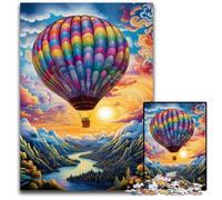 Colorful Art Hot Air Balloon 1000 Piece Jigsaw Puzzle Difficult Puzzles for Adults for Teenagers, Family Game Night, Brain-Challenging Gift Idea 50x75CM/19.68x29.52inch
