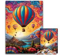 Colorful Art Hot Air Balloon 1000-Piece Jigsaw Puzzle Wooden Jigsaw Puzzles for Adults for Teenagers & Teens, Ideal Birthday 50x75CM/19.68x29.52inch