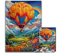 Colorful Art Hot Air Balloon 1000 Piece Jigsaw Puzzles for Adults Wooden Jigsaw Relaxing Entertainment, Home Decor 50x75CM/19.68x29.52inch