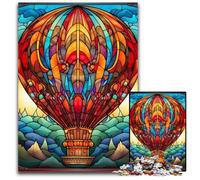 Colorful Art Hot Air Balloon 1000Pc Adults Jigsaw Puzzle Wooden Jigsaw Brain-Challenging DIY Decorative Game, Family Interactive Toy 50x75CM/19.68x29.52inch