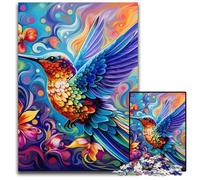 Colorful Art Hummingbird Jigsaw Puzzles 1000 Pieces for Adults Wooden Jigsaw Puzzles for Home Decor & Holiday Fun 50x75CM/19.68x29.52inch