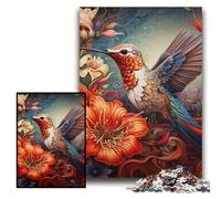 Colorful Art Hummingbird Puzzle 1000 Pieces Jigsaw Wooden Jigsaw Puzzles for Adults Interactive Family Game, DIY Home Decor Brain Challenge Gift Size 50x75cm