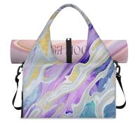 Colorful Art Marble Sports Duffel Bag for Women Men Weekend Overnight Bag with Shoe Compartment Shoulder Tote Luggage Bag for Yoga Gym Travel