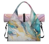 Colorful Art Marble Sports Duffle Bag with Shoe Compartment Weekend Overnight Bags Tote Cabin Luggage Bag for Gym Yoga Travel