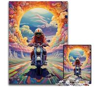 Colorful Art Motorcycle 1000Pc Adults Jigsaw Puzzle cardboard Jigsaw Brain-Challenging DIY Decorative Game, Family Interactive Toy 26X38CM/10.23x14.96inch