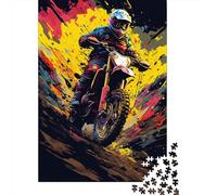 Colorful Art Mountain Motorcycle Puzzle Challenging And Brainteasing Premium Cardboard Jigsaw Puzzle for Adults Teen 1000pcs (38x26cm)