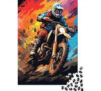 Colorful Art Mountain Motorcycle Puzzle Difficult Challenge 100 Percent Recycled Cardboard Jigsaw Puzzle for Kids And Adults Age 12 Years Up 1000pcs (75x50cm)
