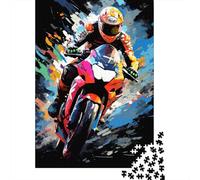 Colorful Art Mountain Motorcycle Puzzle Family Fun Paper Rectangular Jigsaw Puzzle for Boy Or Girl 1000pcs (38x26cm)