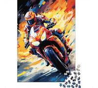 Colorful Art Mountain Motorcycle Puzzle Family Fun Paper Rectangular Jigsaw Puzzle for Kids And Adults Age 12 Years Up Birthday Present 1000pcs (38x26cm)