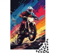 Colorful Art Mountain Motorcycle Puzzle Friendly Materials 100% Recycled Cardboard Jigsaw Puzzle for Women Men Unique Gift 1000pcs (38x26cm)