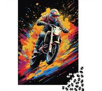Colorful Art Mountain Motorcycle Puzzle Premium 100% Recycled Board 100% Recycled Cardboard Jigsaw Puzzle for Kids And Adults Age 12 Years Up 1000pcs (38x26cm)