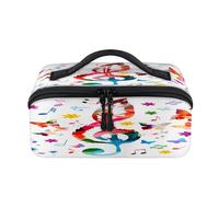 Colorful Art Music Note Butterfly Travel Makeup Bag Portable Waterproof Pouch Open Flat Toiletry Bags Toiletries Cosmetics Traveling Organizer for Women Men