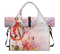 Colorful Art Music Note Sports Duffle Bag with Shoe Compartment Note Weekend Overnight Bags Tote Cabin Luggage Bag for Gym Yoga Travel
