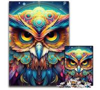 Colorful Art Owl 1000-Piece Jigsaw Puzzle cardboard Jigsaw Puzzles for Adults Challenging Brain Teaser - Relaxing Toy for Teenagers 26X38CM/10.23x14.96inch