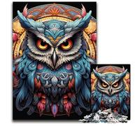 Colorful Art Owl 1000 Piece Jigsaw Puzzles for Adults Wooden Jigsaw Relaxing Entertainment, Home Decor 50x75CM/19.68x29.52inch