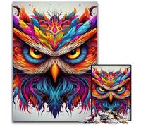 Colorful Art Owl 1000 Pieces Puzzles for Adults Wooden Jigsaw Puzzles for Home Decor, Brain Training 50x75CM/19.68x29.52inch