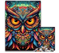 Colorful Art Owl 1000Pc Adults Jigsaw Puzzle cardboard Jigsaw Brain-Challenging DIY Decorative Game, Family Interactive Toy 26X38CM/10.23x14.96inch