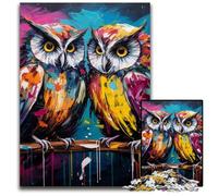 Colorful Art Owl 1000Pc Adults Jigsaw Puzzle Wooden Jigsaw Perfect Home Or Office Decor, Ideal 50x75CM/19.68x29.52inch