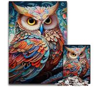 Colorful Art Owl Adult Jigsaw Puzzles 1000 Pieces Wooden Puzzles Brain Teaser Game for Teenagers, Perfect 50x75CM/19.68x29.52inch