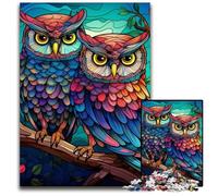 Colorful Art Owl JigsawPuzzle 1000 Pieces for Adults Wooden Jigsaw Puzzles for Adults Ideal DIY Decor & Brain Teaser Gift 50x75CM/19.68x29.52inch