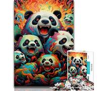 Colorful Art Panda JigsawPuzzle 1000 Pieces for Teenagers,Challenging Game And Family Play Wall Decoration Unique Birthday And Xmas Gifts (38x26cm)