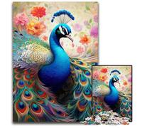 Colorful Art Peacock 1000Pc Adults Jigsaw Puzzle Wooden Jigsaw Brain-Challenging DIY Decorative Game, Family Interactive Toy 50x75CM/19.68x29.52inch