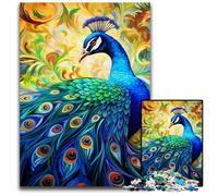 Colorful Art Peacock Adult Jigsaw Puzzles 1000 Pieces Wooden Puzzles Brain Teaser Game for Teenagers, Perfect 50x75CM/19.68x29.52inch