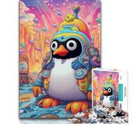 Colorful Art Penguin 1000 Piece Jigsaw Puzzle for Adults And Teenagers,Educational Games Wall Decoration Unique Birthday And Xmas Gifts (38x26cm)