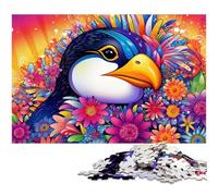 Colorful Art Penguin 1000-Piece Jigsaw Puzzle Wooden Jigsaw Puzzles for Adults for Teenagers & Teens, Ideal Birthday 50x75CM/19.68x29.52inch