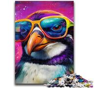 Colorful Art Penguin Adult Jigsaws 1000 Pieces Difficult,Decompressing Intellectual Educational Toy Suitable for Desktop Decoration (38x26cm)