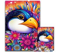Colorful Art Penguin Jigsaw Puzzles for Adults 1000 Piece Wooden Jigsaw Interactive Family Game, Brain Challenge, Educational Toy 50x75CM/19.68x29.52inch