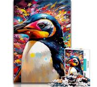 Colorful Art Penguin Jigsaw Puzzles for Teenagers 1000,Help The Brain Exercise Addictive Toys to Cultivate Patience A Work of Art 38x52cm