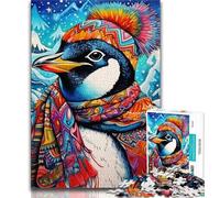 Colorful Art Penguin Puzzles for Teenagers Teens 1000pc Puzzle,Brain Teaser Game Wall Decoration Unique Birthday And Xmas Gifts 38x52cm