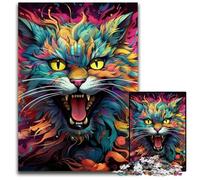 Colorful Art Psychedelic Cat 1000 Piece Jigsaw Jigsaw Puzzles Challenging Brain Teaser, Family Activity, Home Decor, 26X38CM/10.23x14.96inch