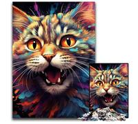 Colorful Art Psychedelic Cat 1000 Piece Jigsaw Jigsaw Puzzles Challenging Brain Teaser, Family Activity, Home Decor, 26X38CM/10.23x14.96inch