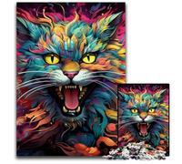 Colorful Art Psychedelic Cat 1000 Piece Jigsaw Puzzles for Adults Puzzles for Adults Ideal for Lover, Perfect Christmas, New Year, Valentine's Gift 50x75CM/19.68x29.52inch